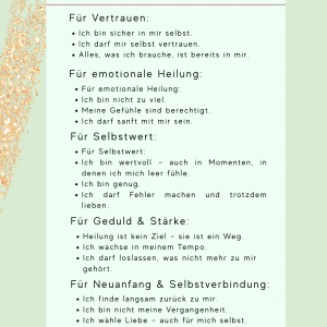 Kostenloses Affirmations-Poster: 20 heilende Sätze für schwere Tage